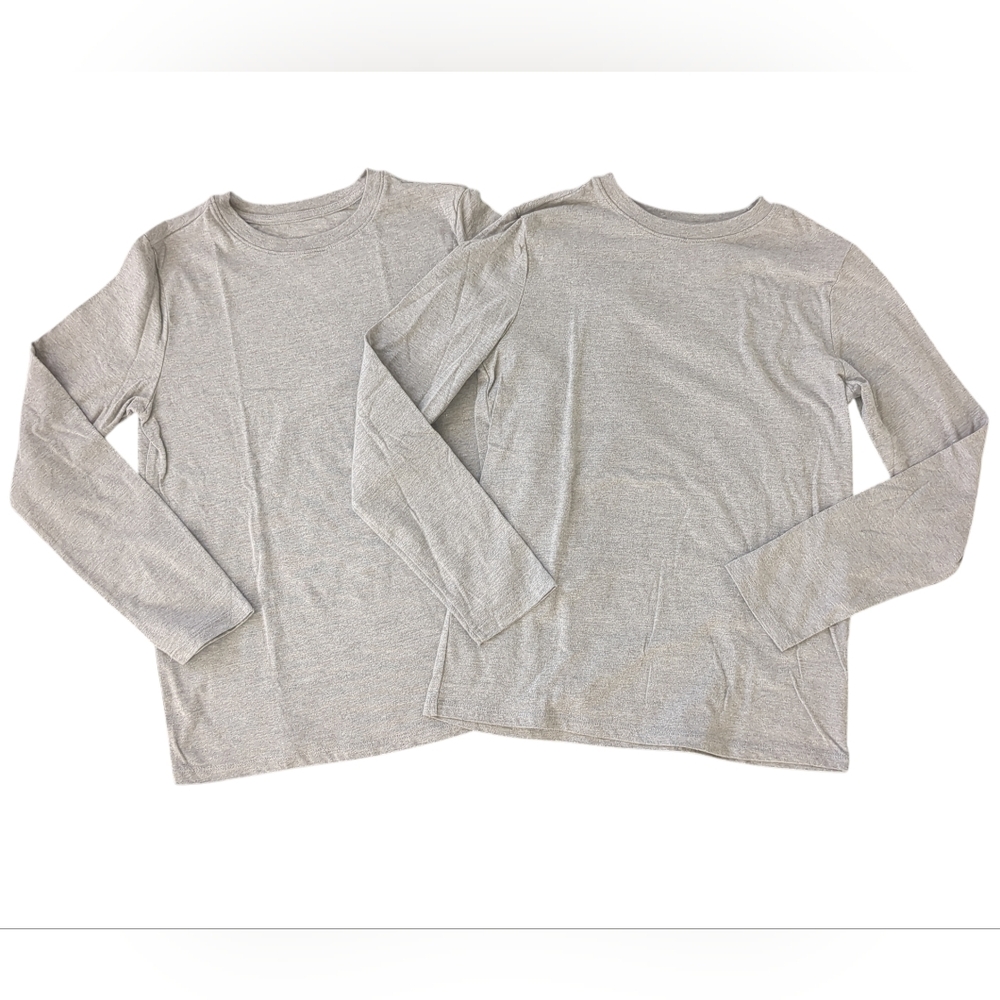 Cat & Jack Big Boys Solid Heather Grey Long Sleeve T-shirts (Size L 12/14)